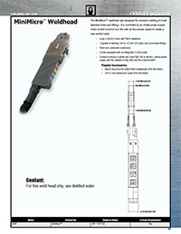 MiniMicro Weldhead Literature/Catalog page