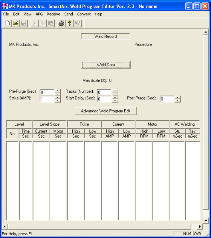 Operating Screen of MK Edit Version 2.3